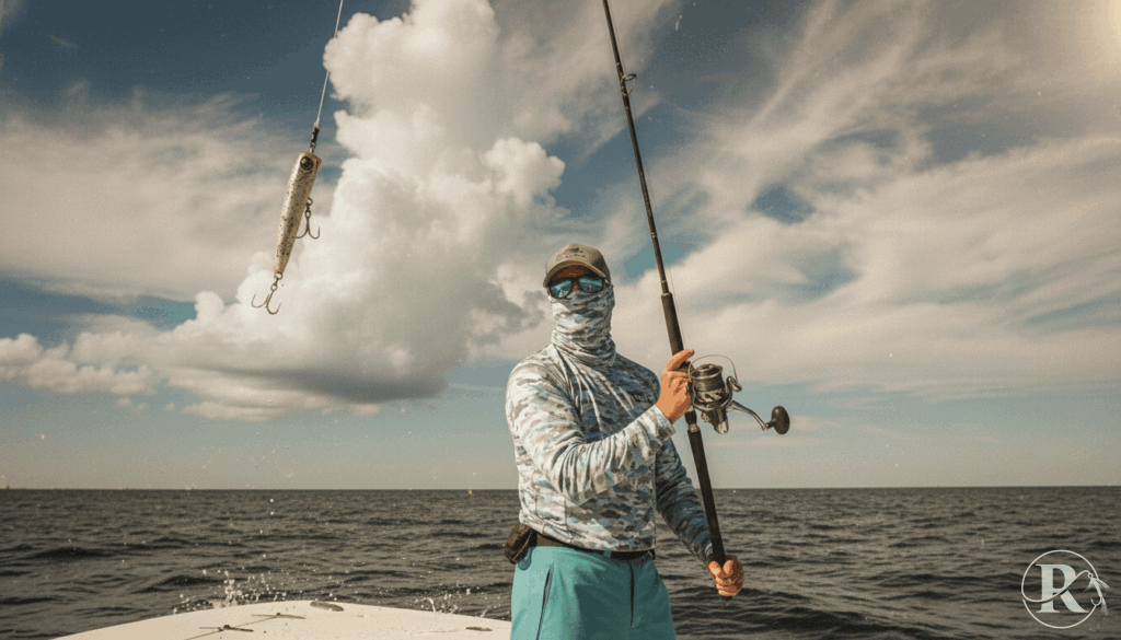fishing seasons Mauritius - angler casting popper