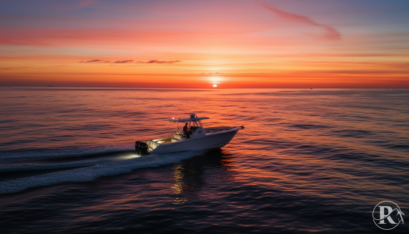 fishing seasons Malta - Boat cruising at sunset over water