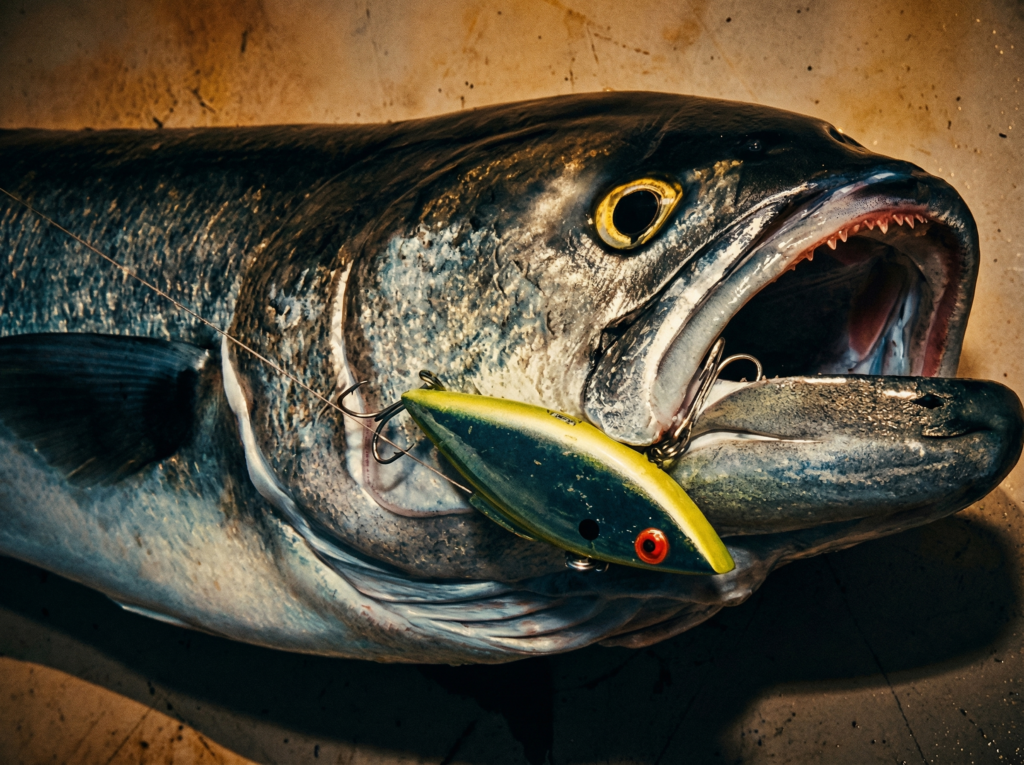 Bluefish in Marbella - teeth and lure