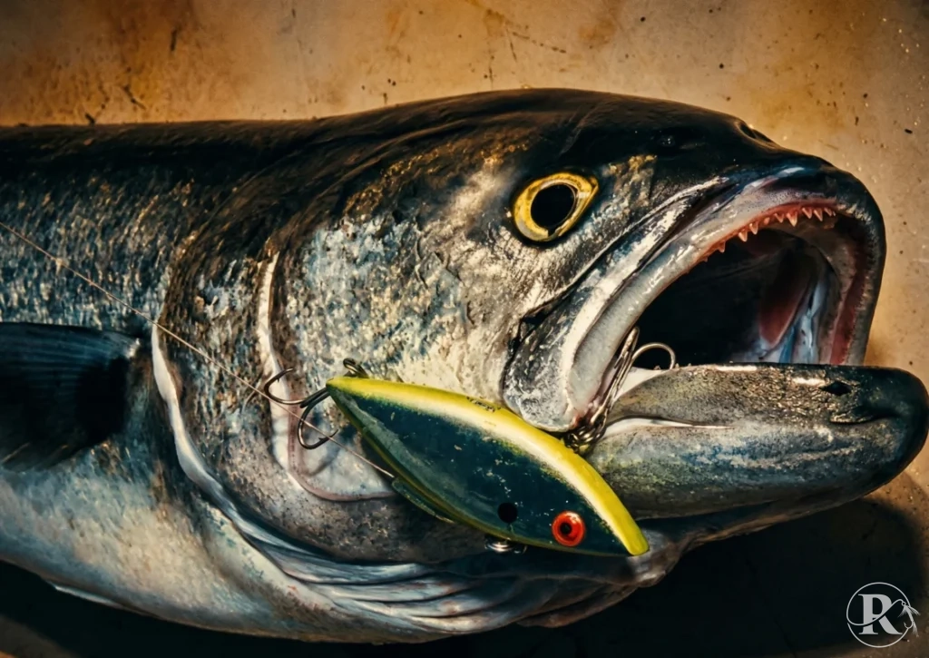 Large fish caught with fishing lure