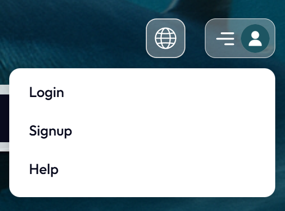 top right menu showing Register button